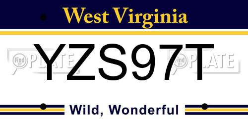 YZS97T West Virginia License Plate
