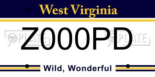 Z000PD West Virginia License Plate