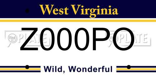 Z000PO West Virginia License Plate