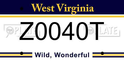 Z0040T West Virginia License Plate