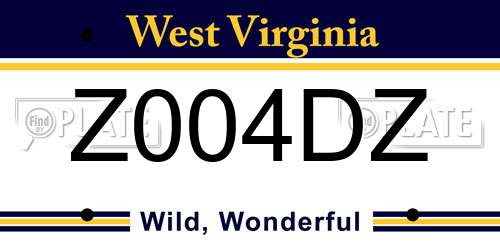Z004DZ West Virginia License Plate