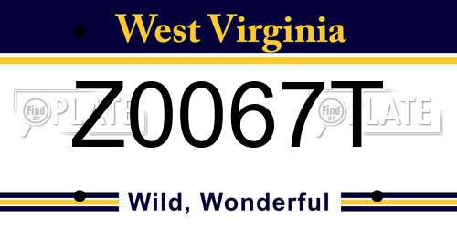 Z0067T West Virginia License Plate