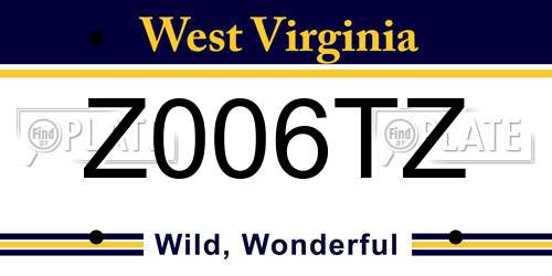 Z006TZ West Virginia License Plate