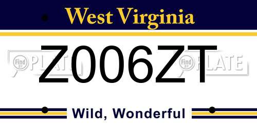 Z006ZT West Virginia License Plate