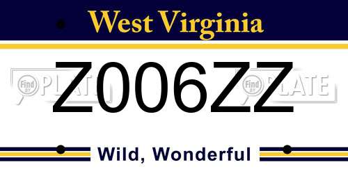 Z006ZZ West Virginia License Plate