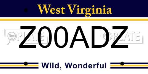 Z00ADZ West Virginia License Plate