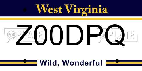 Z00DPQ West Virginia License Plate