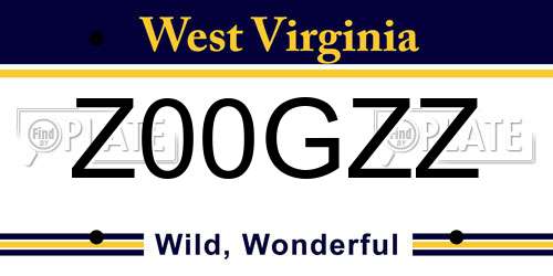 Z00GZZ West Virginia License Plate
