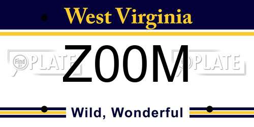 Z00M West Virginia License Plate