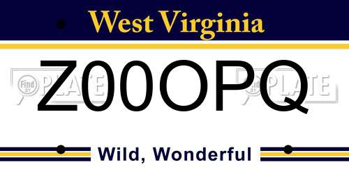 Z00OPQ West Virginia License Plate