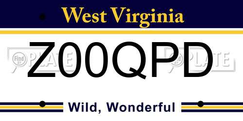 Z00QPD West Virginia License Plate