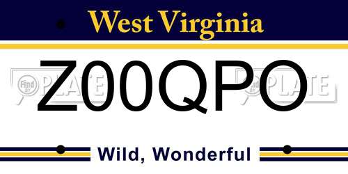 Z00QPO West Virginia License Plate