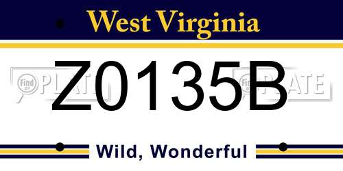 Z0135B West Virginia License Plate