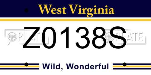 Z0138S West Virginia License Plate
