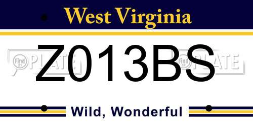 Z013BS West Virginia License Plate