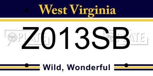Z013SB West Virginia License Plate