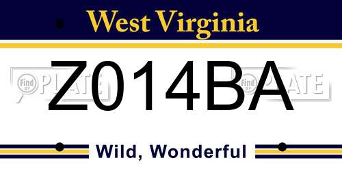 Z014BA West Virginia License Plate