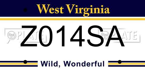 Z014SA West Virginia License Plate