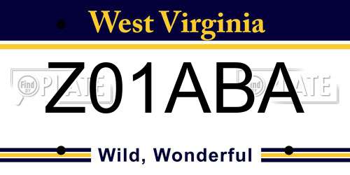 Z01ABA West Virginia License Plate