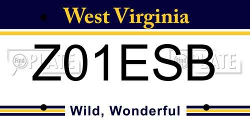 Z01ESB West Virginia License Plate