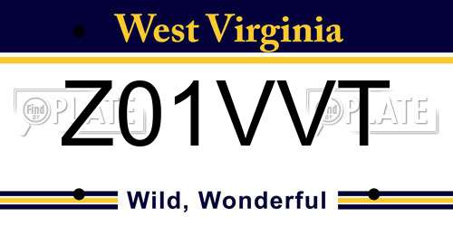 Z01VVT West Virginia License Plate