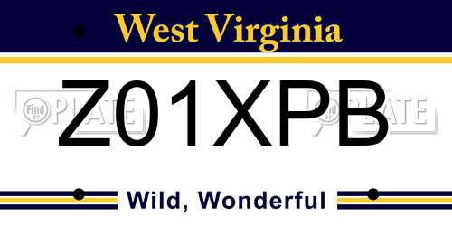 Z01XPB West Virginia License Plate