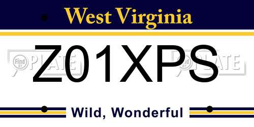 Z01XPS West Virginia License Plate