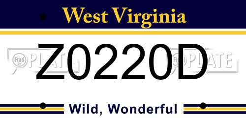 Z0220D West Virginia License Plate