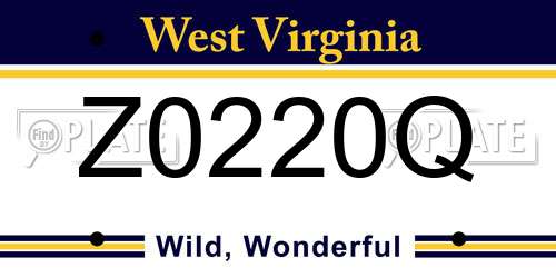 Z0220Q West Virginia License Plate