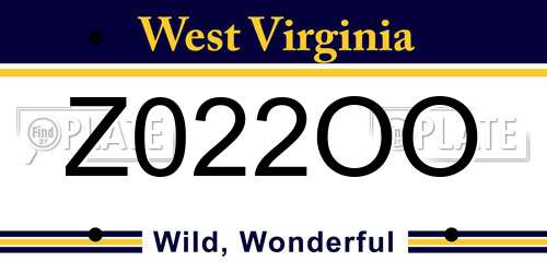 Z022OO West Virginia License Plate