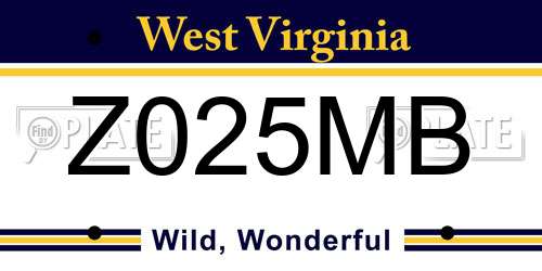 Z025MB West Virginia License Plate