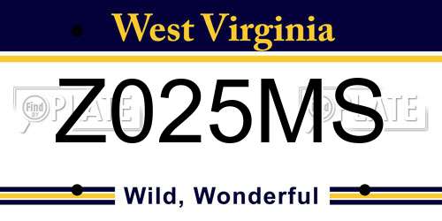 Z025MS West Virginia License Plate