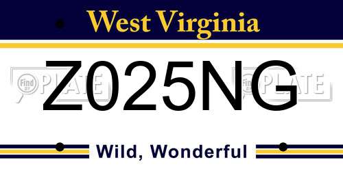 Z025NG West Virginia License Plate