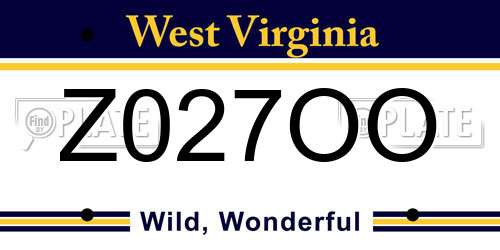 Z027OO West Virginia License Plate