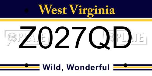 Z027QD West Virginia License Plate
