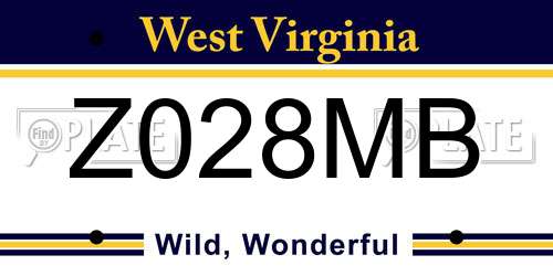 Z028MB West Virginia License Plate