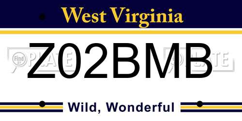 Z02BMB West Virginia License Plate