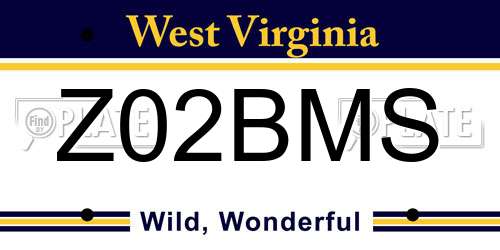Z02BMS West Virginia License Plate