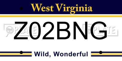 Z02BNG West Virginia License Plate