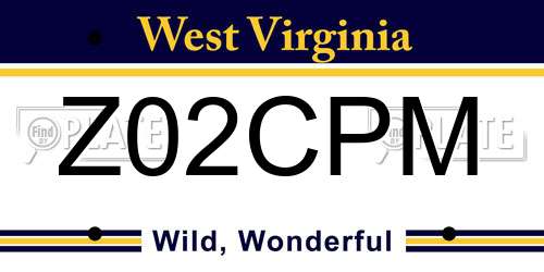 Z02CPM West Virginia License Plate