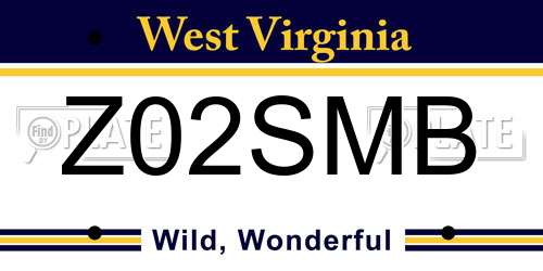 Z02SMB West Virginia License Plate