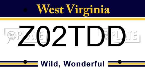 Z02TDD West Virginia License Plate