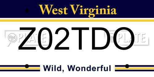 Z02TDO West Virginia License Plate