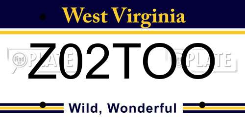 Z02TOO West Virginia License Plate