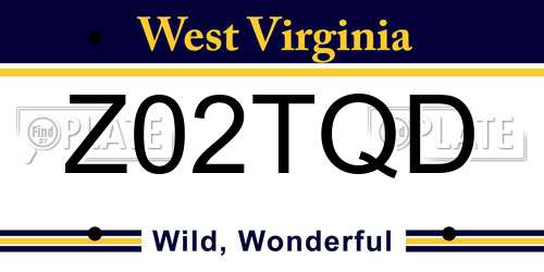 Z02TQD West Virginia License Plate