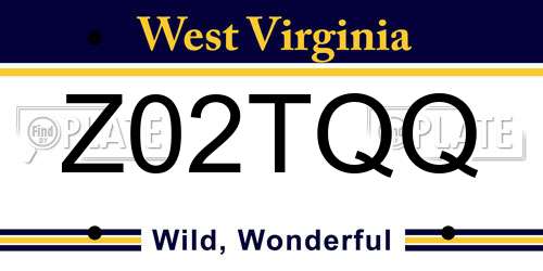 Z02TQQ West Virginia License Plate