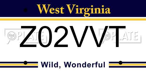 Z02VVT West Virginia License Plate