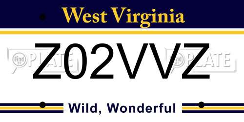 Z02VVZ West Virginia License Plate