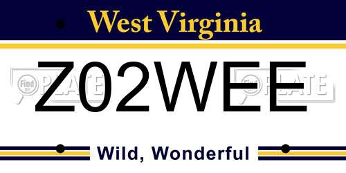 Z02WEE West Virginia License Plate