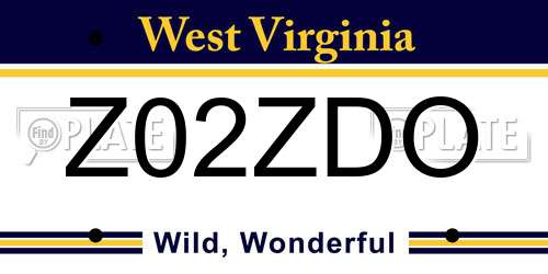Z02ZDO West Virginia License Plate